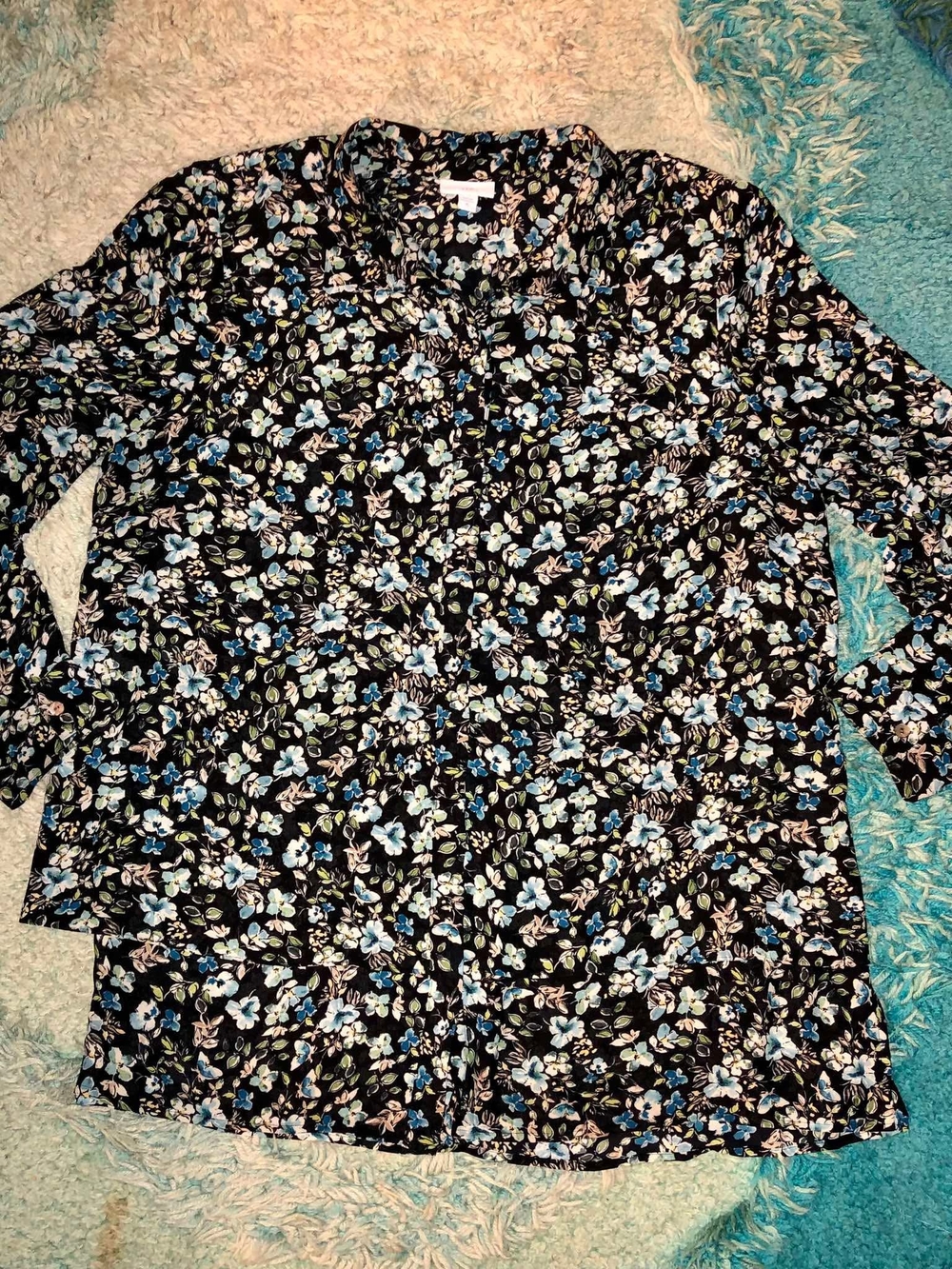 J. Jill long-sleeve layered floral tunic blouse